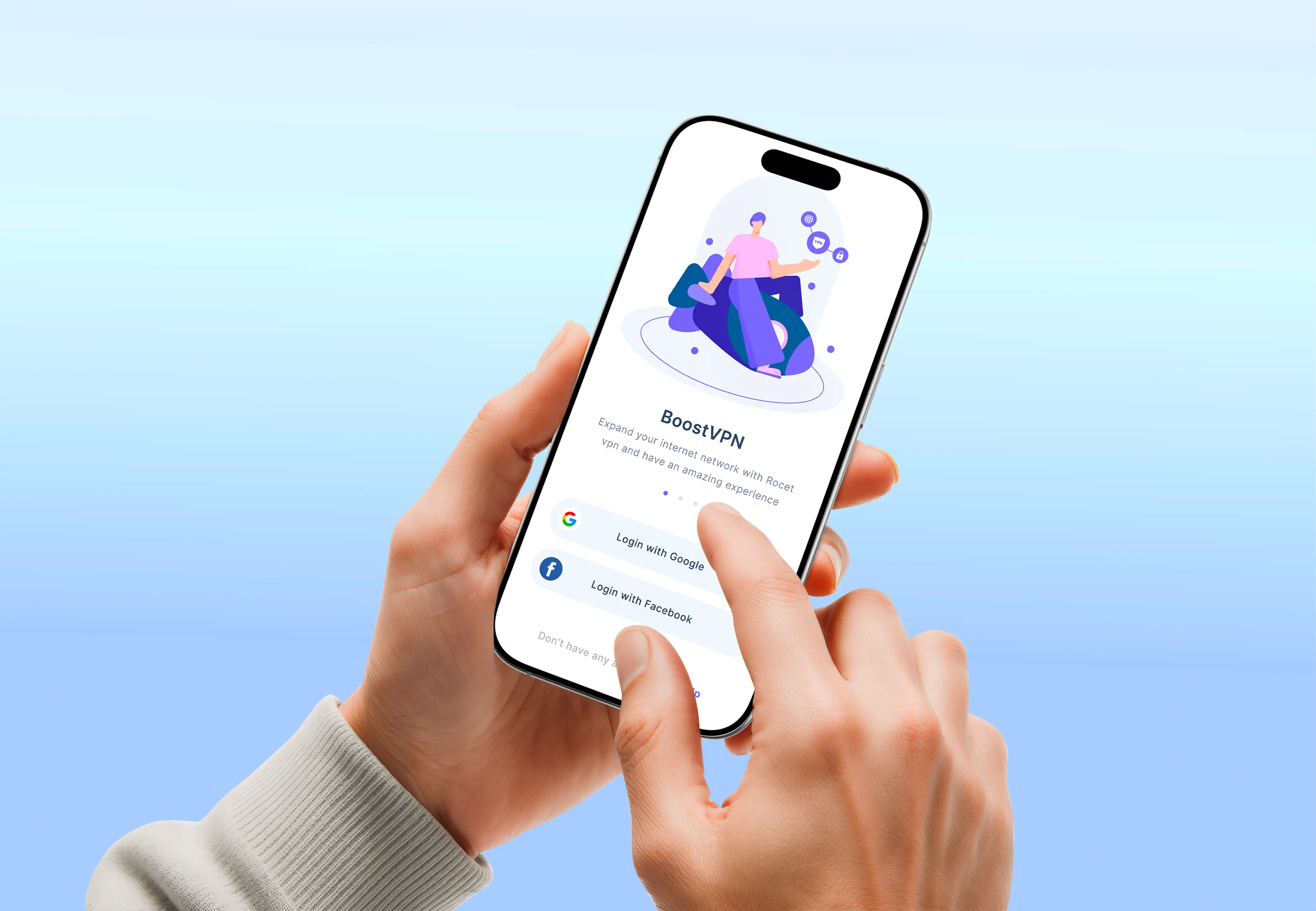 Mobile app UI/UX design — BoostVPN, by Guljar Hosen