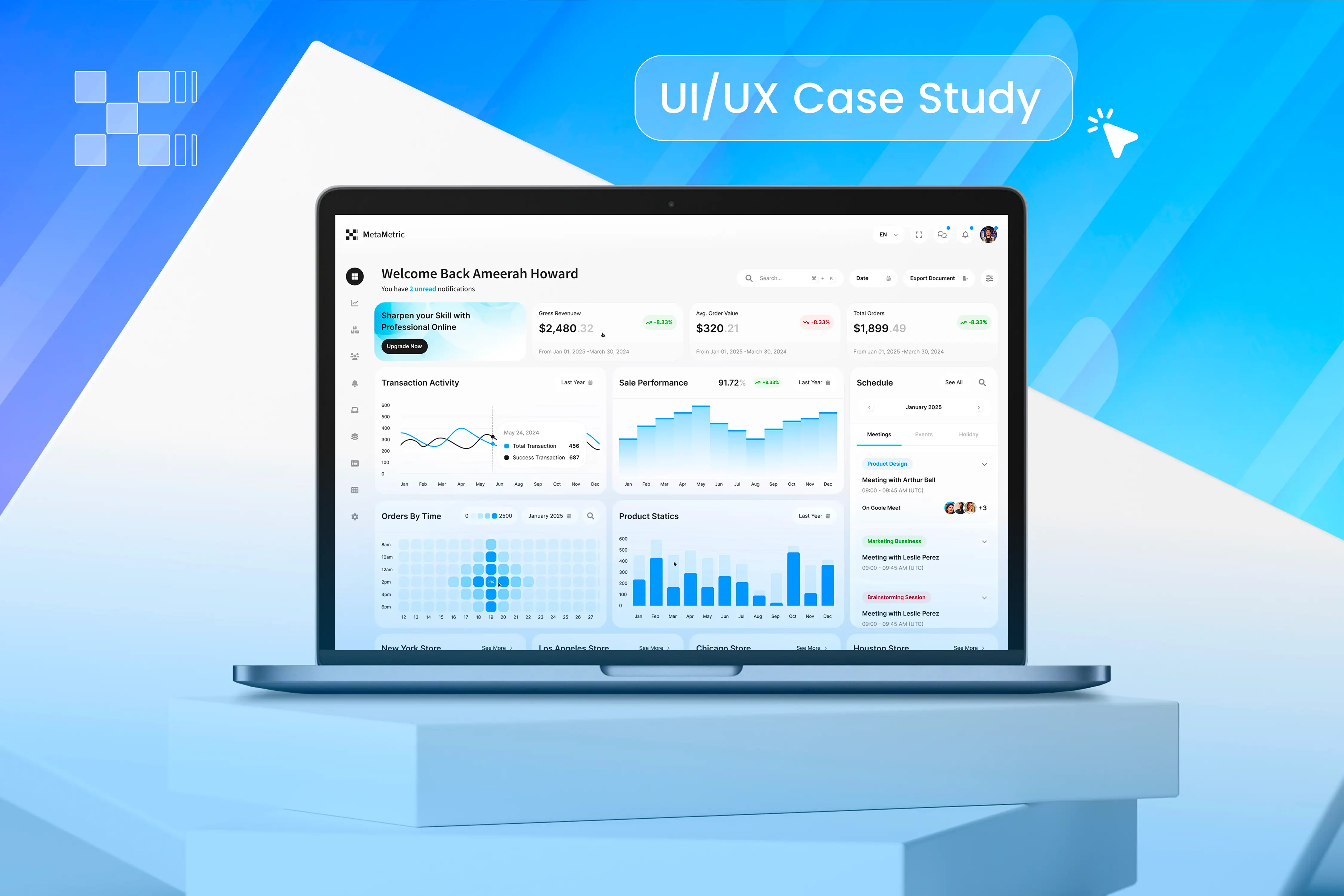 SaaS analytics dashboard UI design — MetaMetric case study by Guljar Hosen